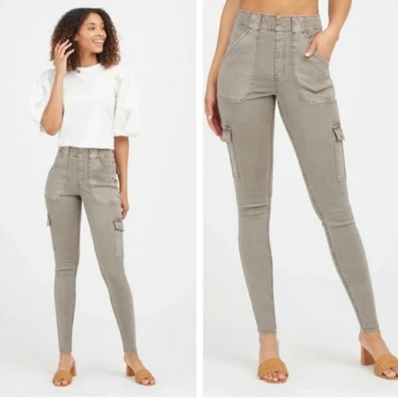Spanx Stretch Twill Ankle Cargo Pant High Waist Desert Dune 2031R XS TP - Picture 1 of 3